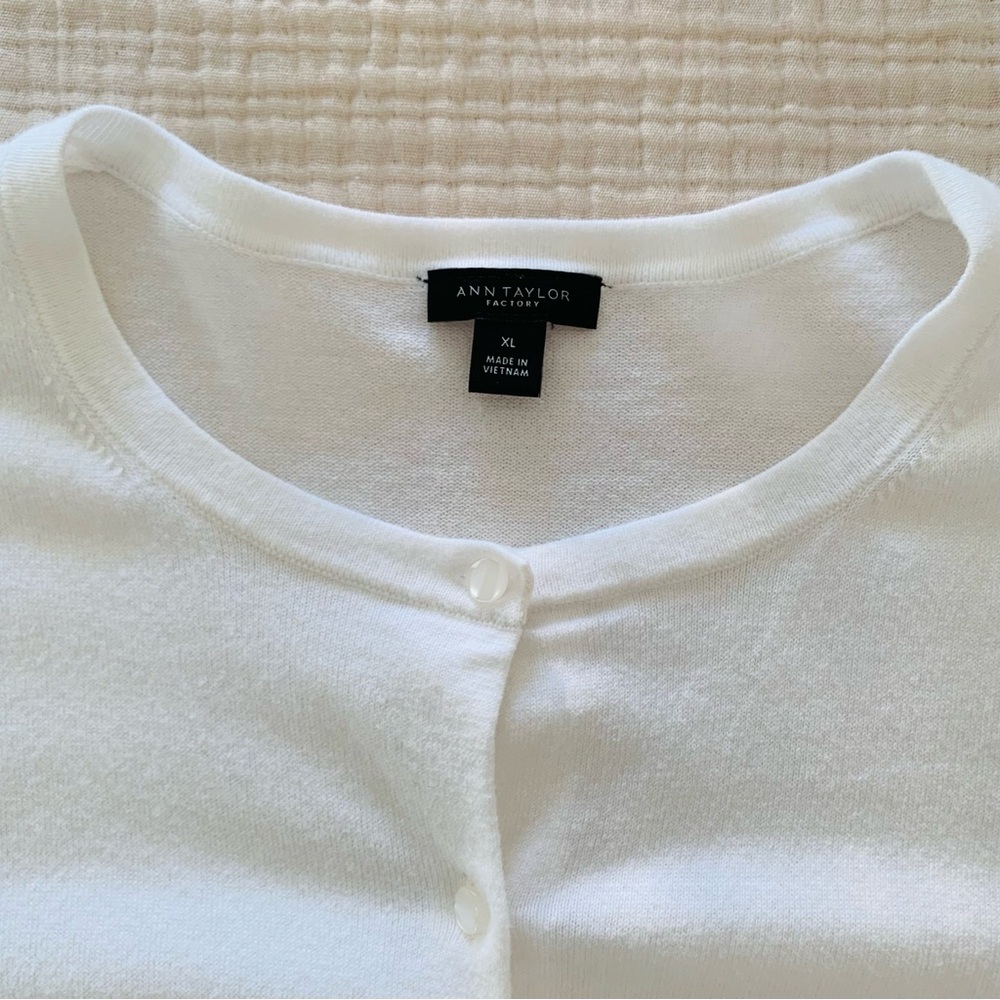 Ann Taylor Classic Off-White Knit Cardigan Sweater